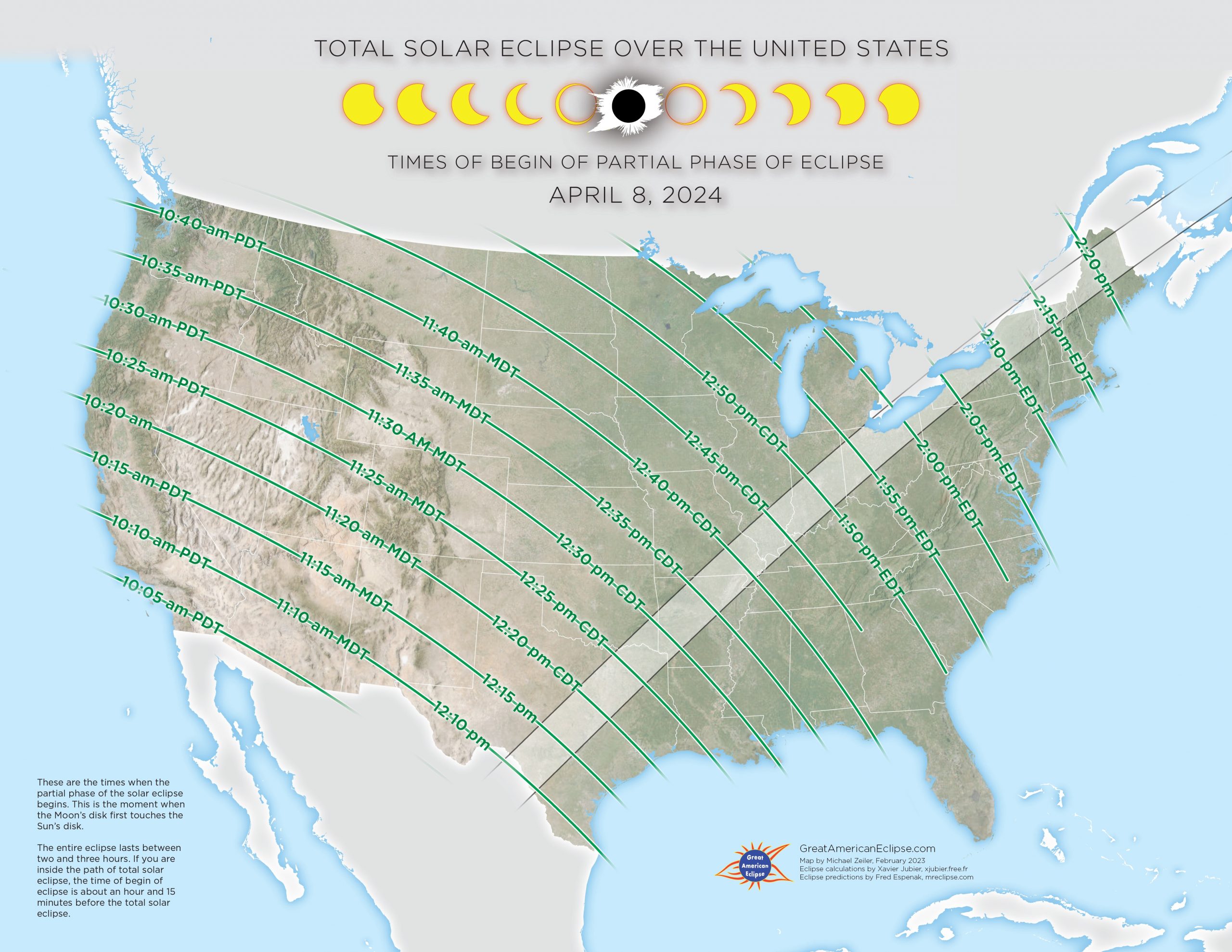 What time the 2024 solar eclipse starts, reaches peak totality and ends today 